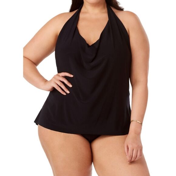 New! MAGICSUIT Sophie Plus Size Halter Tankini Swim Top Underwire Black Size 16W - Picture 3 of 5